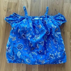 Janie & Jack Paisley Blue Floral Off-Shoulder Top Size 18-24 Months